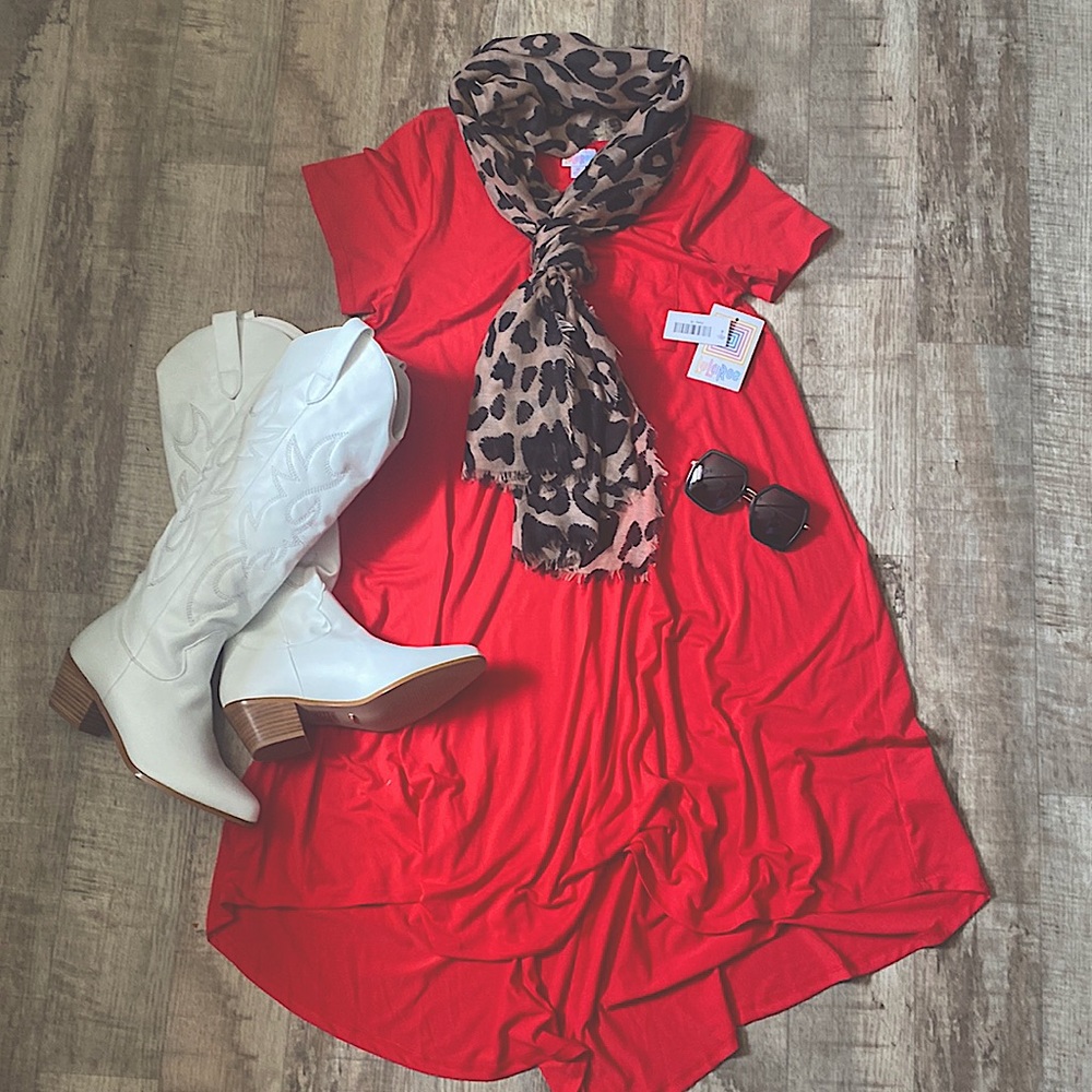 Red LulaRoe Carly Dress size M